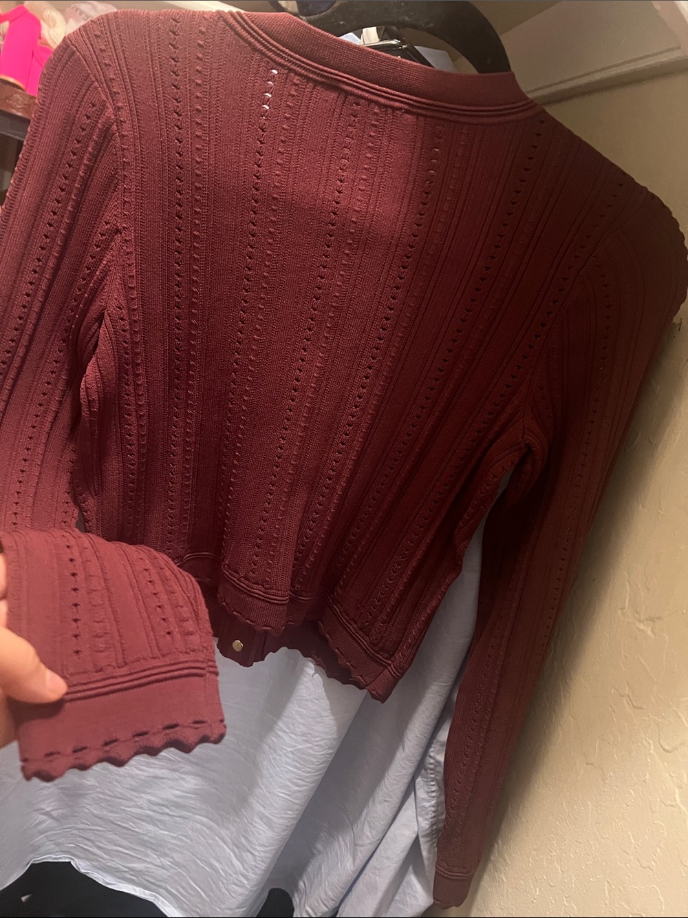 Sandro Holiday Cropped Bordeaux Cardigan - Size Small - Brand New with tags - Picture 4 of 8